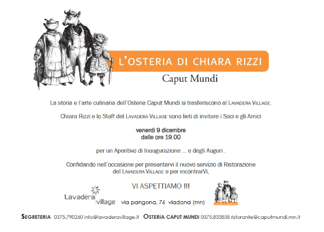 Inaugurazione dell'Osteria Caput Mundi - Venerdì 9 dicembre dalle ore 19